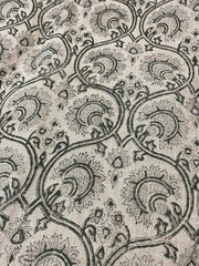 Garden Block Print Handloom Linen Fabric
